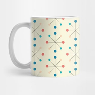 Atomic Age, Mid Century Modern Pattern Yellow, Blue, Peach, Coral Mug